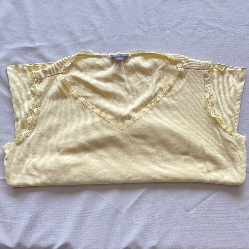 Ann Taylor Yellow Lace Trim Blouse